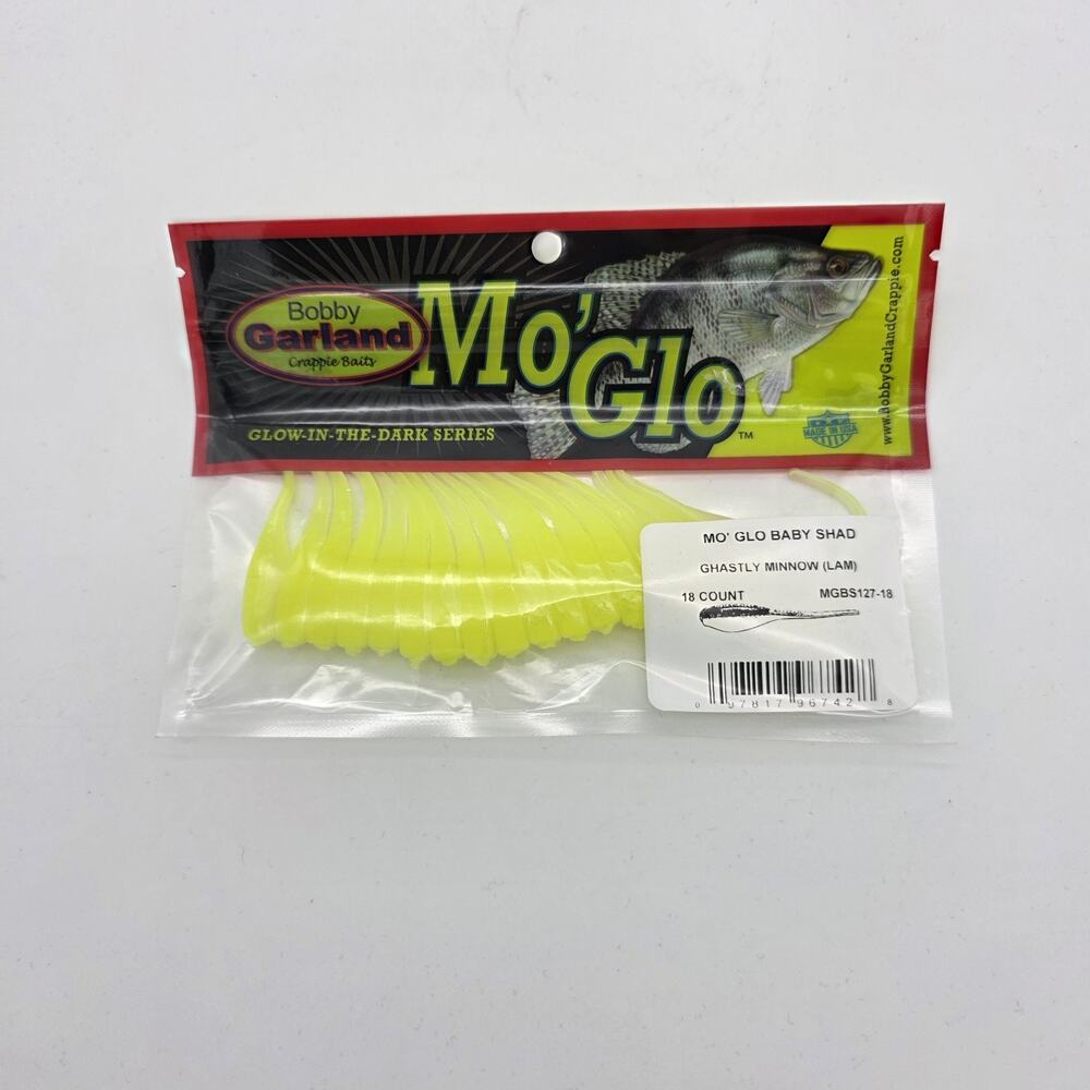 Bobby Garland Mo’ Glo Baby Shad 2” Ghastly Minnow Crappie Baits Lot of 6
